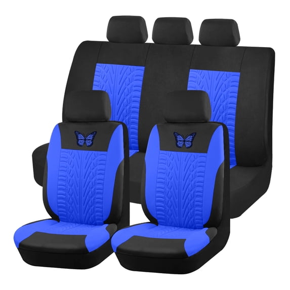 Autoking Covers Polyester Car Seat Cover Set Is Suitable For Most Car Seat Covers With Butterfly Pattern Car Seat Protection AD9525-Blue