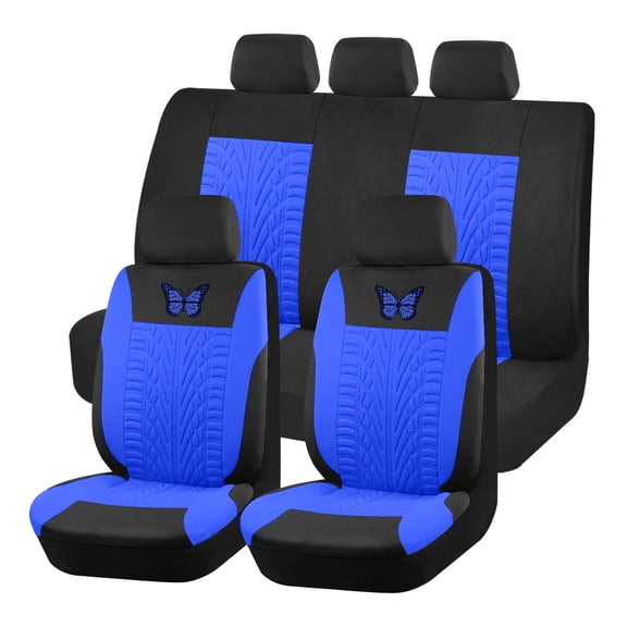 Autoking Covers Polyester Car Seat Cover Set Is Suitable For Most Car Seat Covers With Butterfly Pattern Car Seat Protection AD9525-Blue