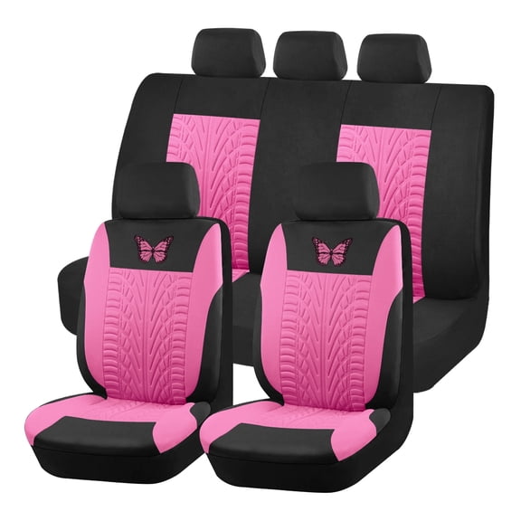 Autoking Covers Polyester Car Seat Cover Set Is Suitable For Most Car Seat Covers With Butterfly Pattern Car Seat Protection AD9525-Pink