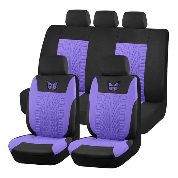 Autoking Covers Polyester Car Seat Cover Set Is Suitable For Most Car Seat Covers With Butterfly Pattern Car Seat Protection AD9525-Purple