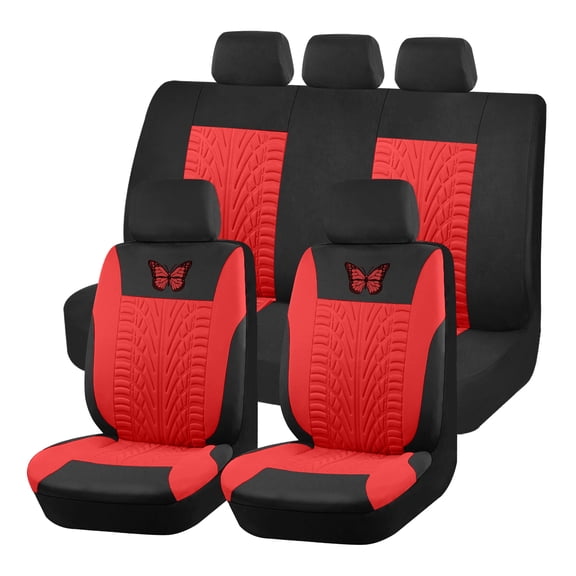 Autoking Covers Polyester Car Seat Cover Set Is Suitable For Most Car Seat Covers With Butterfly Pattern Car Seat Protection AD9525-Red