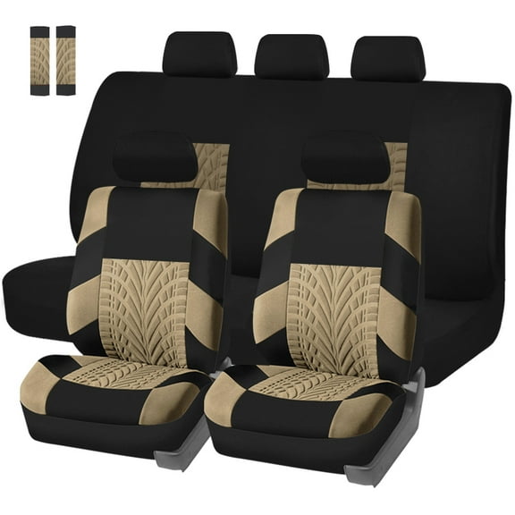 Autoking Covers Polyester Car Seat Cover Set Suitable For Most Car Seat Covers With Shoulder Protector Car Seat Protection AD9521-Beige