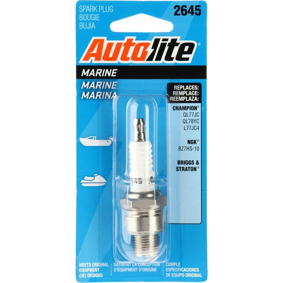 Autolite Marine Spark Plug, 2645, for Select Evinrude, Johnson, Mariner, Mercury Marine and Outboard Motors