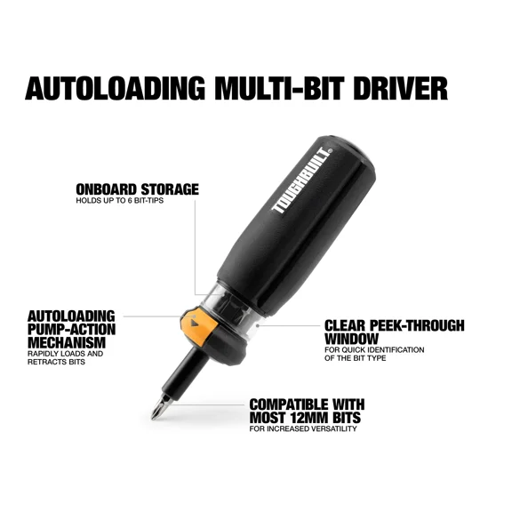 Autoloading Multi-Bit Driver Magnetic Portable Screwdriver Durable Comfort Grip Hand Tools
