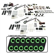 Autoloc 18647 4-Door Universal Power Window Kit with 7 Daytona Black Switches - Green Illumination