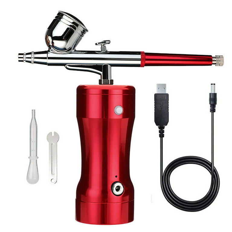 Autolock Airbrush Kit, Single-Action Cordless Airbrush Rechargeable Mini  Air Compressor for Makeup, Hobby, Craft, Cake Decorating (Red)