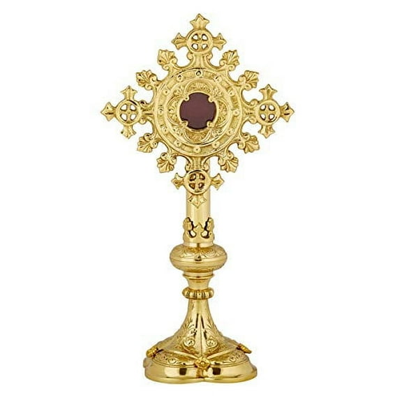 Autom Religious Ornate Brass Monstrance Reliquary Box, 13 Inch