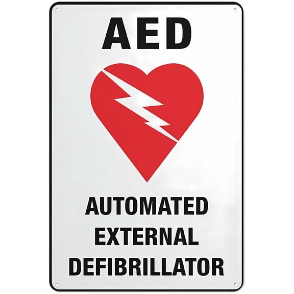 Automated External Defibrillator (AED) 8"x12" Sign, Grade Sheeting Rust Free Aluminum Sign, Weather Resistant Waterproof, Easy to Mount