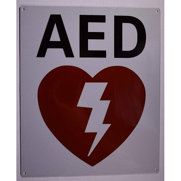 Automated External Defibrillator Sign (Reflective,White, Aluminium 10X12 inch)