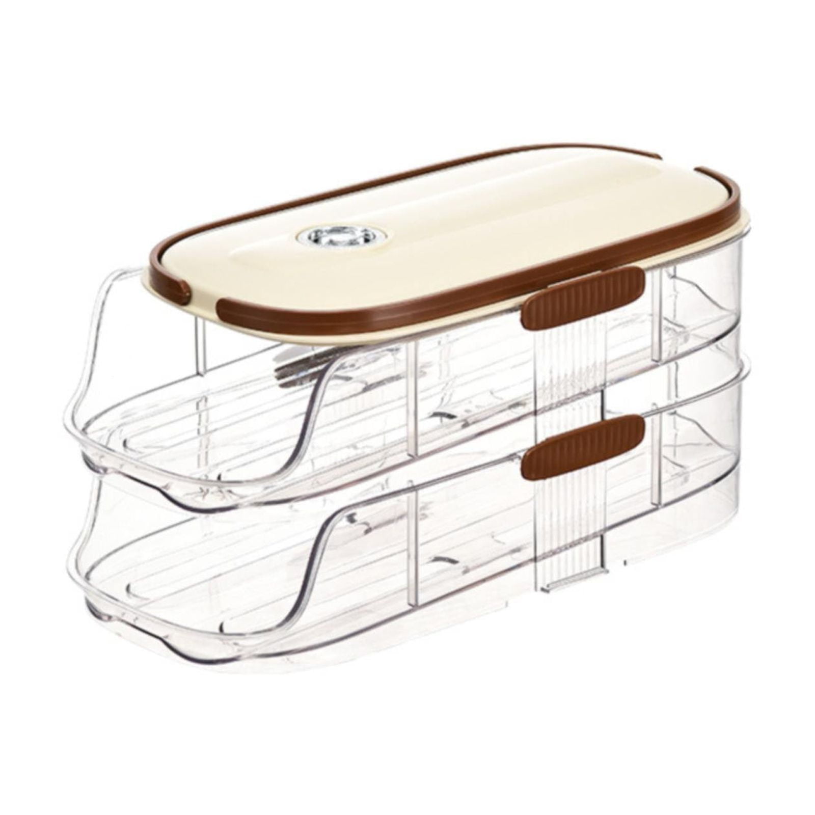 Automated Gravity-Feed Egg Dispenser for Refrigerator - Stackable Fridge Organizer with Thickened Walls & Anti-Roll Design | 30-Count Freshness Preservation System(Double 2 Layer )