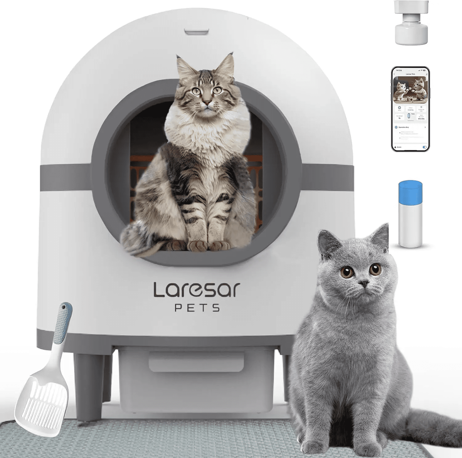 Self Cleaning Cat Litter Box,Anti-Pinch Design Automatic Cat Litter Box,Extra Large For Multiple Cats,Removable Easy Clean Auto Litter