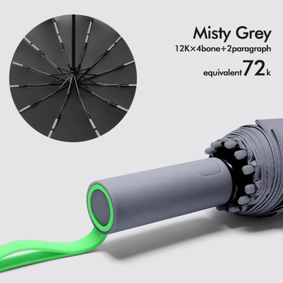 Automatic 12-rib folding umbrella 3-fold sunny/rainy/windproof and ultraviolet protection simple