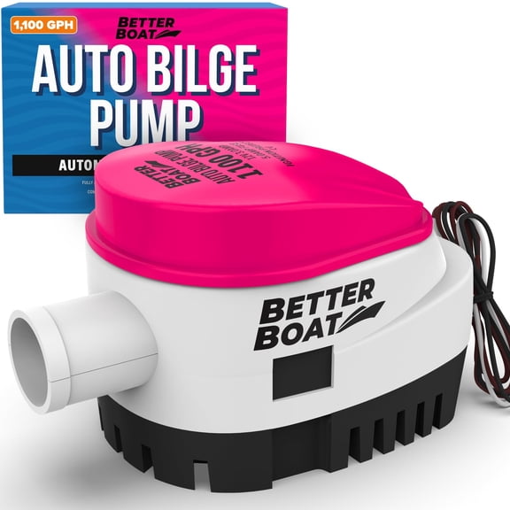 Automatic 12V Bilge Pump, 1100 GPH Submersible Pump with Built-In Float Switch, 1.1 in Output