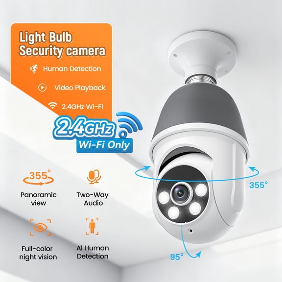 Automatic 1920P WiFi Security Camera, 360° Panoramic Rotation, AI Motion Detection, Two-Way Audio, Night Vision