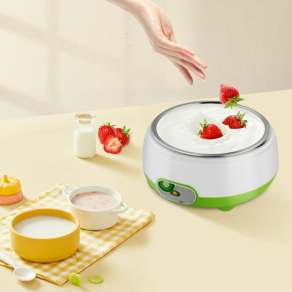 Automatic 1L Yogurt Maker Machine with Stainless Steel Liner, Energy-Saving 15W, Safe & Hygienic Homemade Yogurt Maker for Family Use, Green