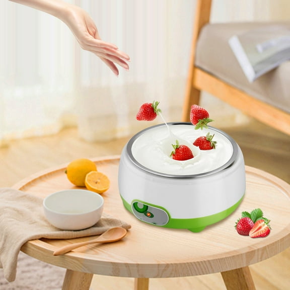Automatic 1L Yogurt Maker Machine with Stainless Steel Liner, Energy-Saving 15W, Safe & Hygienic Homemade Yogurt Maker for Family Use, Green