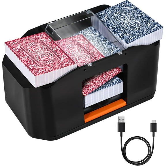Automatic 2 Deck Card Game Shuffler Electric Heavy Duty Quiet Mixer and Dealer Machine