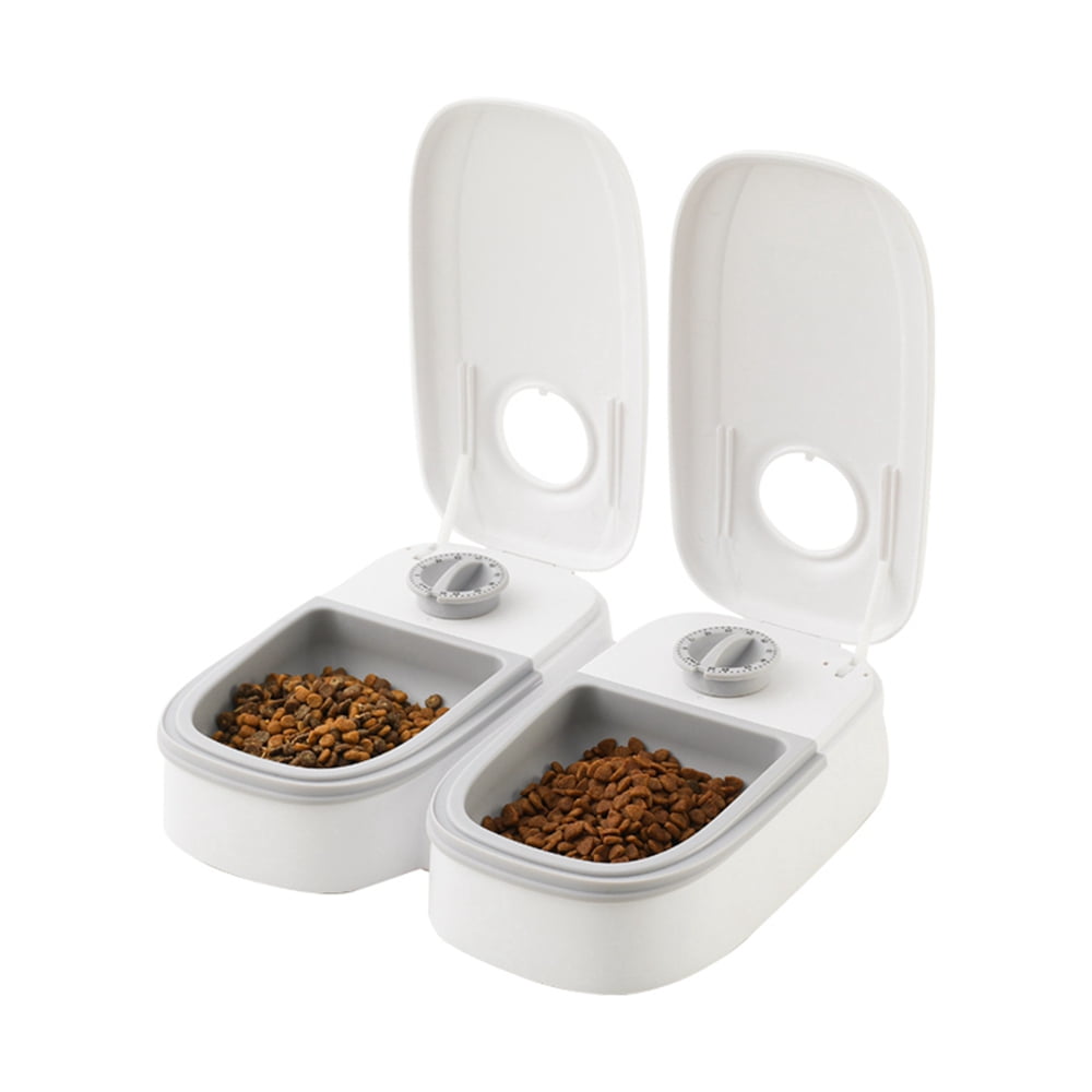 Automatic 2 Meals Pet Feeder, Cat and Dog Food Dispenser with Timer