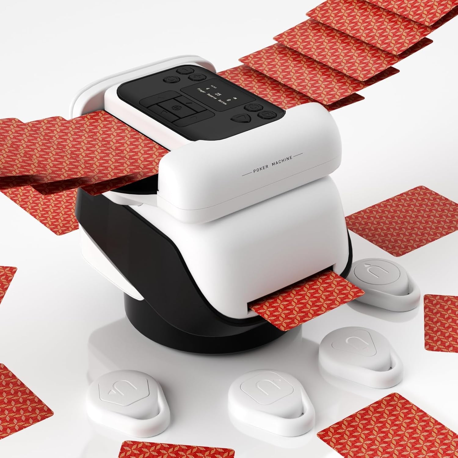 2025 New Smart 2-in-1 automatico Card Shuffler e dealer, rivenditore di carte programmabile, mazzo di carte Shuffler 2, rotazione a 360°, ultra silenzioso, ricaricabile, supporta 12 giocatori (bianco