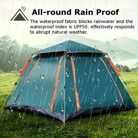 Automatic 3-4 Person Camping Tent - Thickened Rainproof, Portable Folding Four-Sided Tent, High Quality for Beach, Car Rear, Winter Outdoor Camping