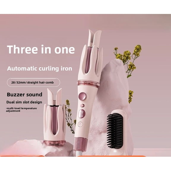 Automatic 3-in-1 Hair Curler Straightener with Interchangeable Heads, Fast Heating & Anti-Scald Design