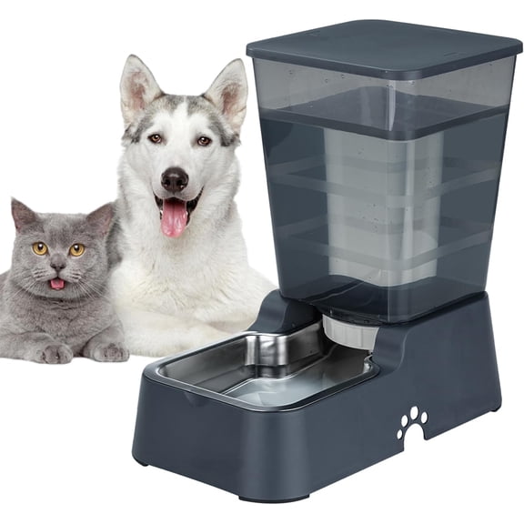 Automatic 5.4L/1.4Gal Pet Waterer, Pet Automatic Dog Water Dispenser Gravity Stainless Steel Water Feeder, Large Capacity Feeding Bowls for Cats and Medium & Large-Sized Dogs
