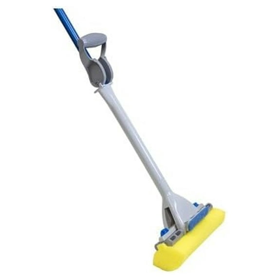 Automatic 9-Inch Head Mop with Hand Squeeze Feature, 54 Inch Length, for Home/Bathroom/Kitchen/Tile/Hardwood/House Floors/ Alloy Steel Yellow