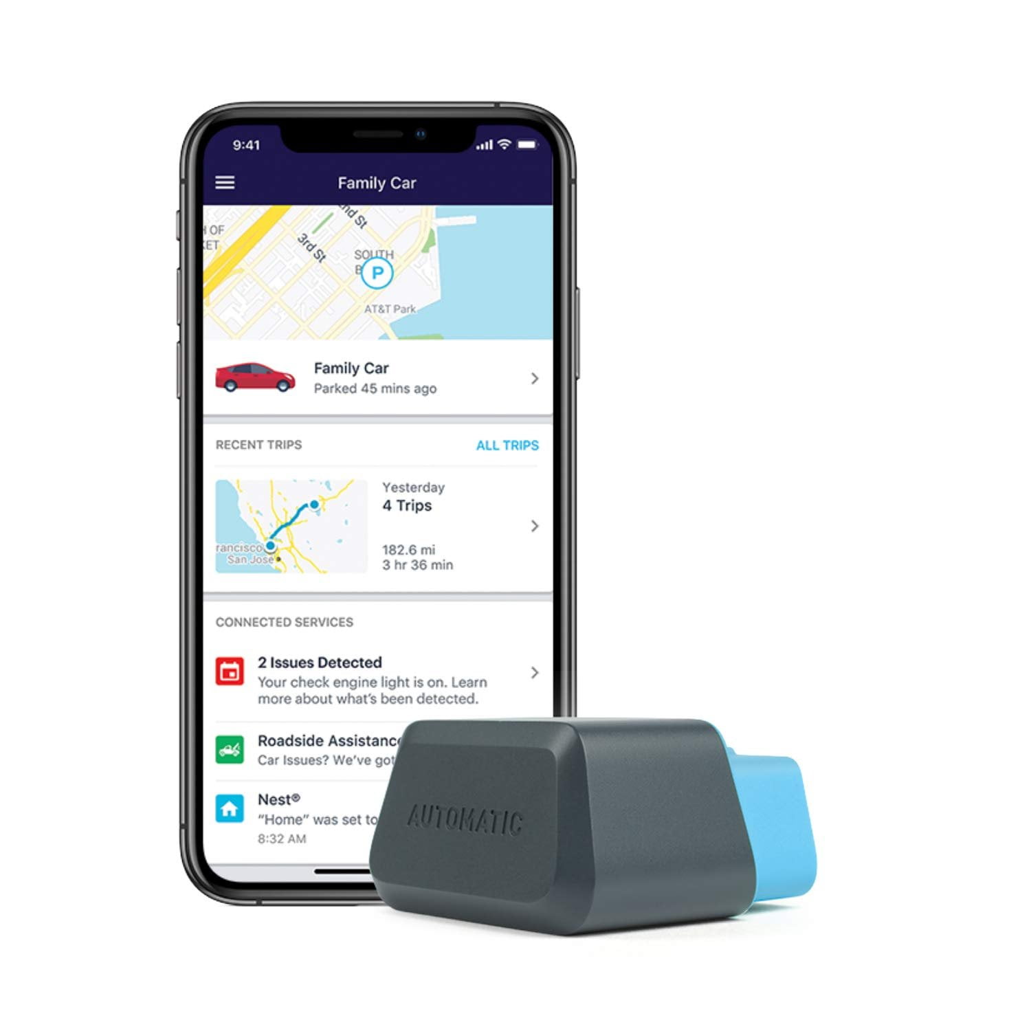 Automatic Connected Car Assistant New AUT-450C, LTE OBD II Adapter and ...
