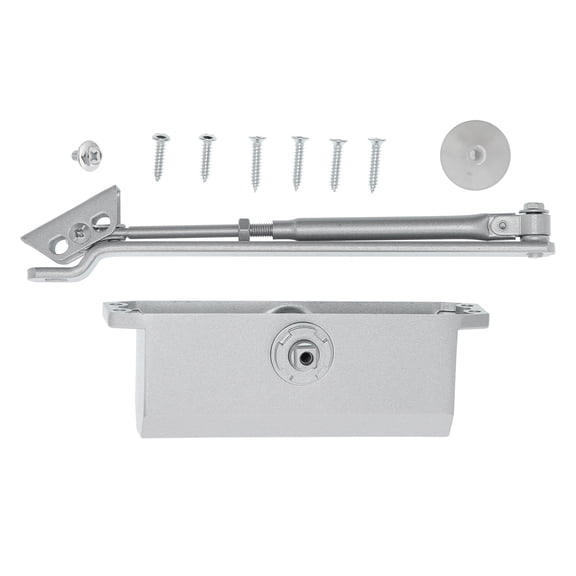 Automatic Adjustable Hydraulic Door Closer Heavy Duty Aluminum Alloy Spring Closer for Commercial and Home Use Buffer Damper Smooth Self Closing Mechanism Fireproof Metal Wood Doors up to 187 lbs