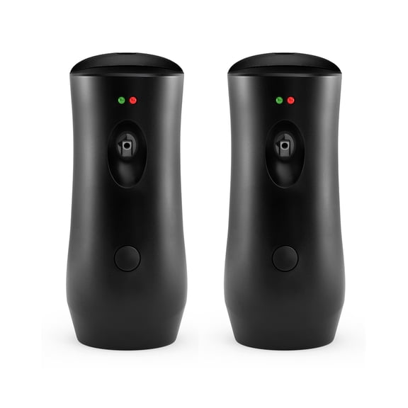 Automatic Air Freshener Spray Dispenser 2-Pack, Black Battery Operated Wall Mount or Free Standing Aerosol Sprayer with 3 Timer Settings for Home, Bathroom & Commercial Use