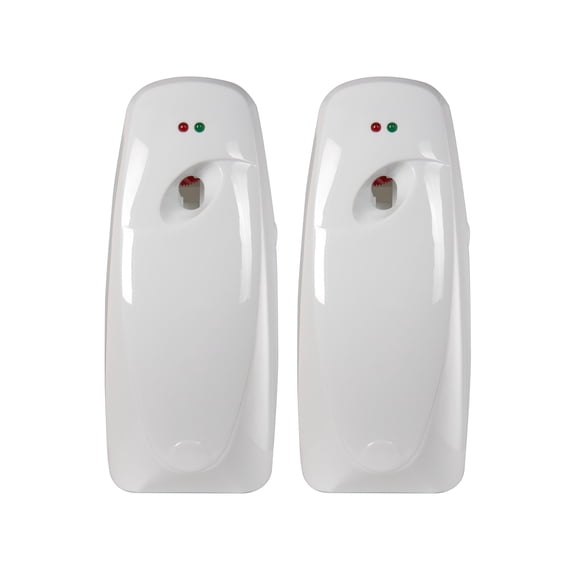 Automatic Air Freshener Spray Dispenser (2-Pack) Wall Mounted or Free Standing, Commercial and Home Use, Multiple Time Scent/Mist Release Settings for Room/Restroom Sprayer (White)