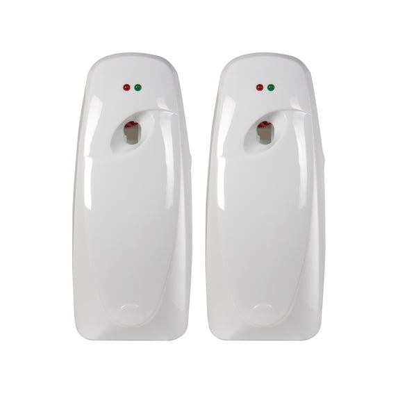 Automatic Air Freshener Spray Dispenser (2-Pack) Wall Mounted or Free Standing, Commercial and Home Use, Multiple Time Scent/Mist Release Settings for Room/Restroom Sprayer (White)