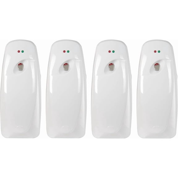 Automatic Air Freshener Spray Dispenser (4-Pack) Wall Mounted or Free Standing, Commercial and Home Use, Multiple Time Scent/Mist Release Settings for Room/Bathroom Sprayer (White)