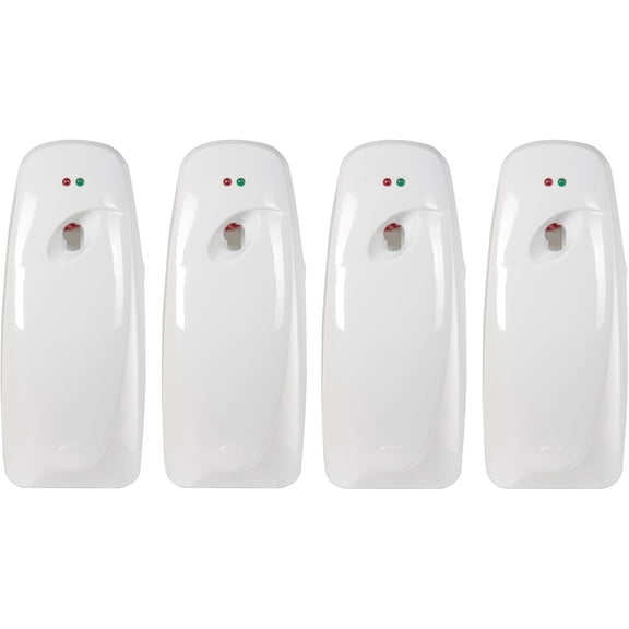 Automatic Air Freshener Spray Dispenser (4-Pack) Wall Mounted or Free Standing, Commercial and Home Use, Multiple Time Scent/Mist Release Settings for Room/Bathroom Sprayer (White)