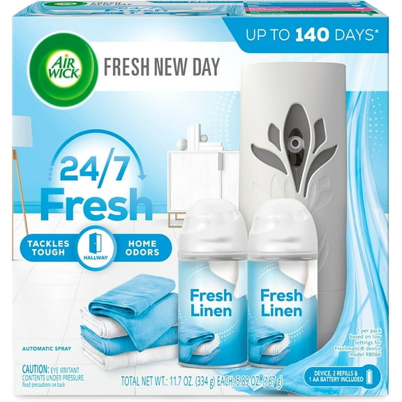 Automatic Air Freshener Spray Starter Kit (Gadget + Refill), Fresh Linen, Air Freshener, Essential Oils