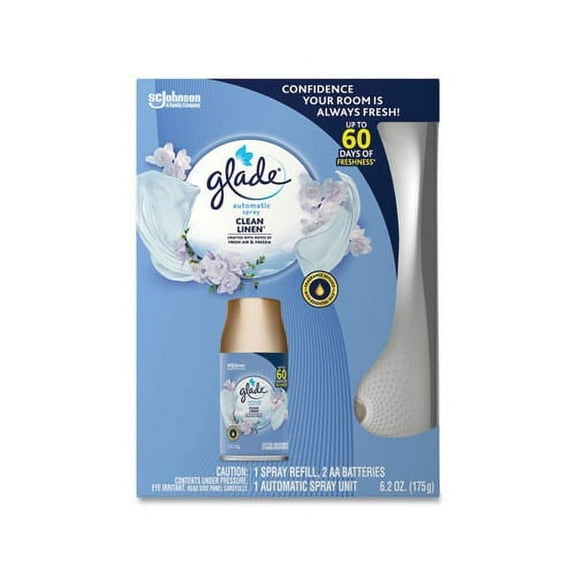 Automatic Air Freshener Starter Kit Spray Unit and Refill, Clean Linen, 6.2 oz