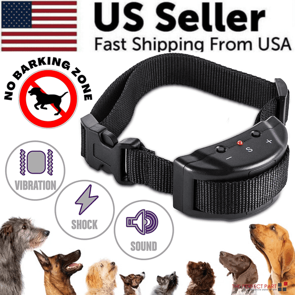 Automatic Anti-Bark Dog Collar - Shock Control for Large/Medium/Small Dogs, No More Nuisance Barking, Adjustable Sensitivity & Fit