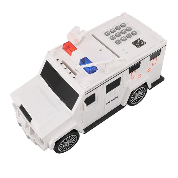 Automatic Armored Car Piggy Bank - Electronic Money Saving Box with Password & Fingerprint for Kids, White