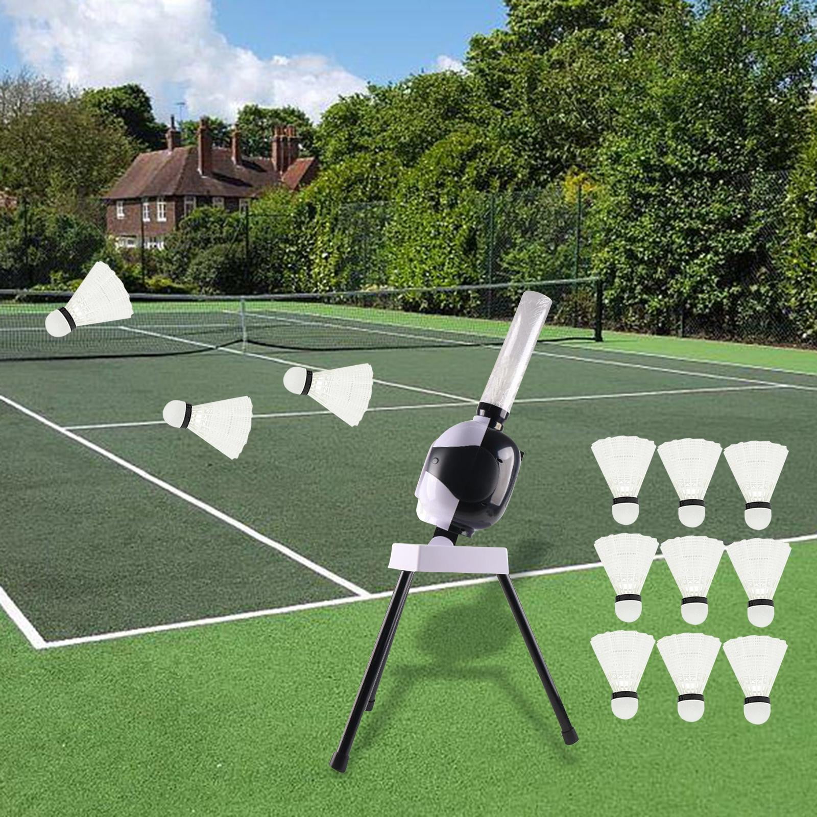 Automatic Badminton Serve Machine Badminton Launcher Electric Trainer Device Shuttlecock Launcher Badminton Trainer for All Levels Indoor with 12 Badmintons