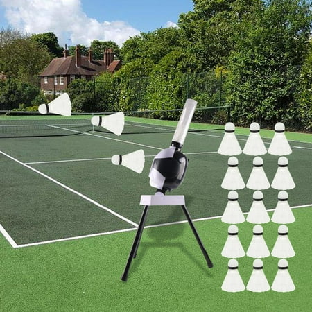 Automatic Badminton Serve Machine Badminton Launcher Electric Trainer Device Shuttlecock Launcher Badminton Trainer for All Levels Indoor with 18 Badmintons