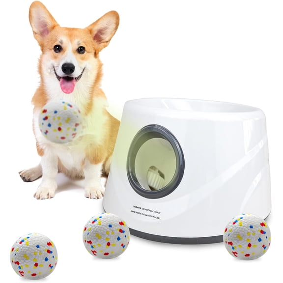 Automatic Ball Launcher for Dogs with Random Mode, 3 Settings to 45FT, Rechargeable Small Dog Ball Thrower with 4 2.2" ETPU Tennis Balls for Small Medium Breeds