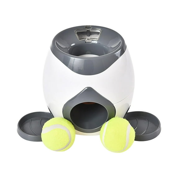 Automatic Ball Launcher for Dogs, Interactive Tennis Ball Thrower Machine with 2 Balls & Feeding Tray, No Charging Needed, for Backyard Play, Yin-01