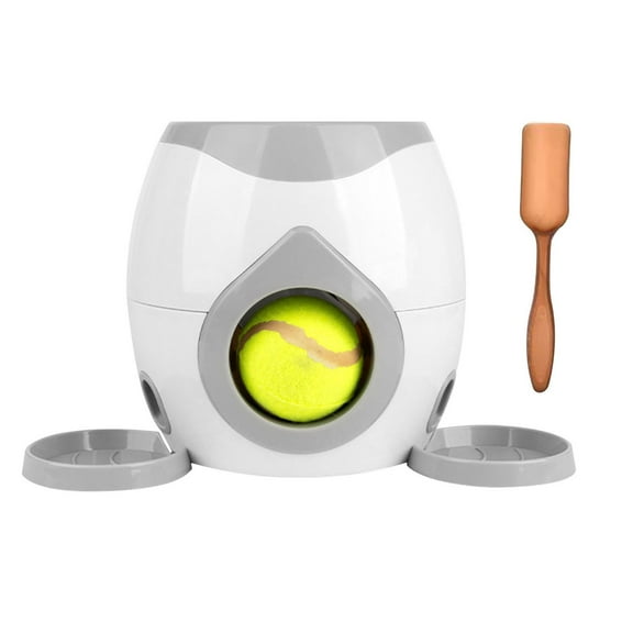 Automatic Ball Launcher for Small Dogs, Automatic Feeder for Interactive Dog Training, Including 2 Tennis Ball (2inch), Keep Dog Happy, White