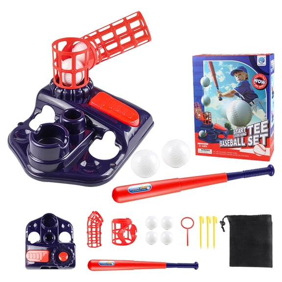Automatic Baseball Launcher Set with Bat and Ball, Outdoor Plastic One Button Pitching Machine for Backyard Sports Practice