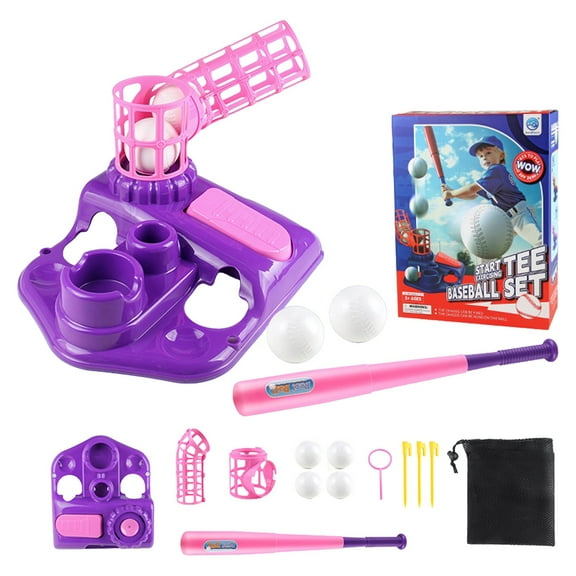 Automatic Baseball Launcher Set with Bat and Ball, Outdoor Plastic One Button Pitching Machine for Backyard Sports Practice