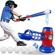 Automatic Baseball Pitching Machine for Youth Training - Remote Control Pop-Up Hitting Practice Tool with 5 Baseballs, Adjustable Height 3.9-4.3ft, Extendable 13.4-22.4in, Portable ABS Design