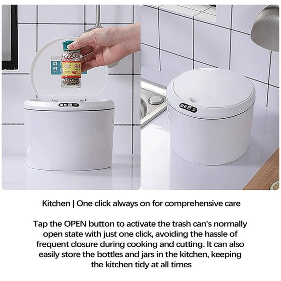 Automatic Bathroom Trash Can with Lid — Touchless Office Trash Can, Electric Smart Sensor Trash Can , Ideal for Living Room, Bathroom, Bedroom