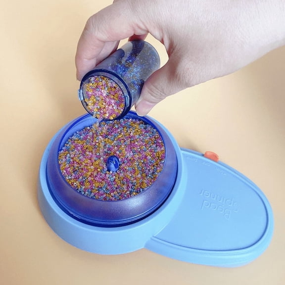 Automatic Bead Spinner for Craft Jewelry Making, Blue, Portable Tool with 3 Bowls, 2 Needles, 1 Thread Roll, Bi-Directional Operation, Battery Powered