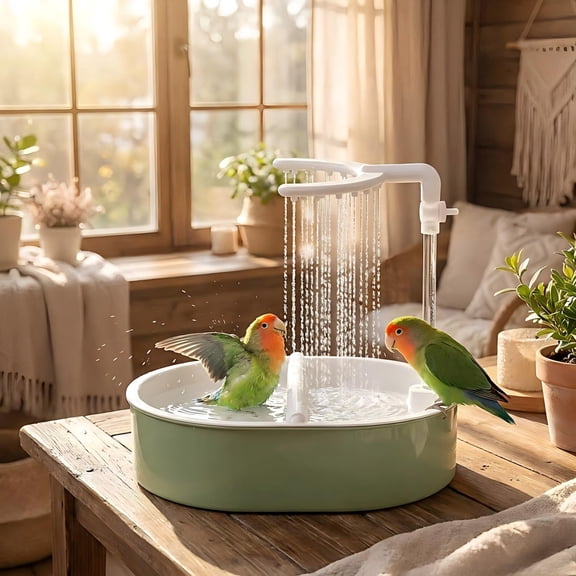 Automatic Bird Bath Bathtub with Circulating Faucet, Parrot Shower Water Dispenser for Cage, Indoor Bird Bathing Station and Toy for Parrots, Budgies, Lovebirds, Pet Bird Cage Accessories