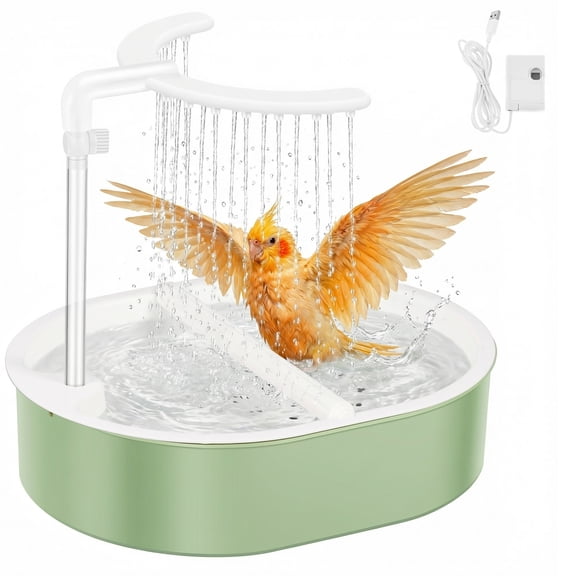 Automatic Bird Bath with Pump Large Bird Shower Fountain Indoor Bathtub with Running Water Parrot Bath Tub Faucet for Pet Birds African Grey Cockatiel Conure Budgie Lovebird